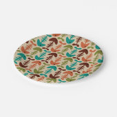 かわいい魚の骨レトロモダン模様 ペーパープレート (アングル)