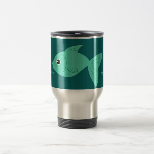 かわいい魚カスタムのモノグラムのマグカップ トラベルマグ (中央)
