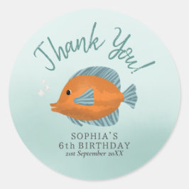 かわいい魚サンキュー子供の誕生日 ラウンドシール