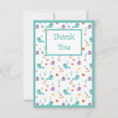 かわいい魚タコミントグリーン少年少女 サンキューカード (正面)