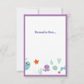 かわいい魚タコミントグリーン少年少女 サンキューカード (裏面)