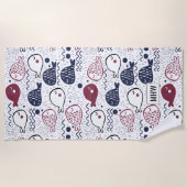 かわいい魚パターンカスタムなモノグラムのビーチタオル ビーチタオル (正面)