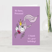 かわいい魚プリンセスキッドの誕生日カード カード (正面)