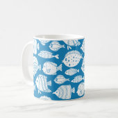 かわいい魚ヴィンテージセット。装飾イラストレーション。Co コーヒーマグカップ (正面左)