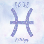 かわいい魚座の星占いサインパーソナライズされたパープル シール (正面)