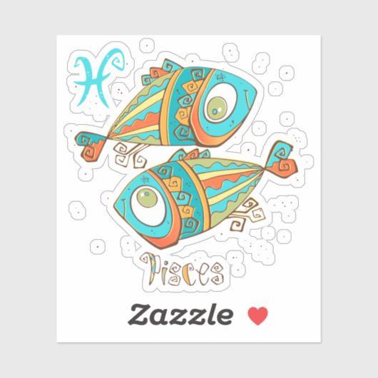 かわいい魚座 シール (シート)