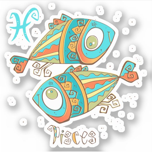 かわいい魚座 シール (正面)