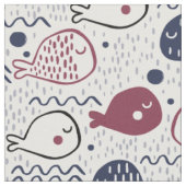 かわいい魚柄の生地 ファブリック (クローズアップ)