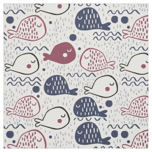 かわいい魚柄の生地 ファブリック (見本)
