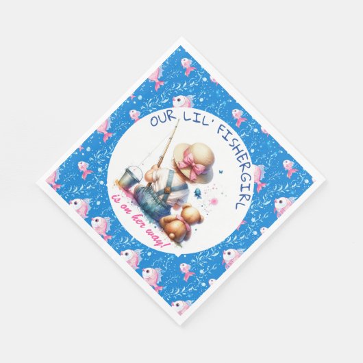かわいい魚釣りをテーマにした少女の赤ちゃんシャワー スタンダードランチョンナプキン