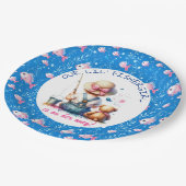 かわいい魚釣りをテーマにした少女の赤ちゃんシャワー ペーパープレート (アングル)