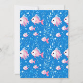 かわいい魚釣りをテーマにした少女の赤ちゃんシャワー 招待状 (裏面)