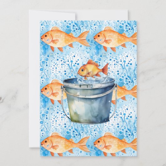 かわいい魚釣りをテーマにした少年の赤ちゃんシャワー 招待状 (裏面)
