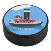 かわいい魚釣りトローラーボート漫画イラストレーション アイスホッケーパック (3/4)