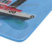 かわいい魚釣りトローラーボート漫画イラストレーション カッティングボード (角)