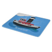 かわいい魚釣りトローラーボート漫画イラストレーション カッティングボード (角)