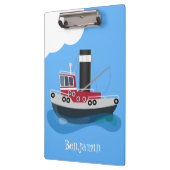 かわいい魚釣りトローラーボート漫画イラストレーション クリップボード (左)