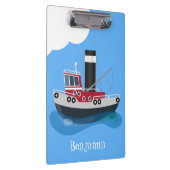 かわいい魚釣りトローラーボート漫画イラストレーション クリップボード (右)