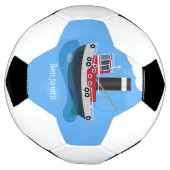 かわいい魚釣りトローラーボート漫画イラストレーション サッカーボール (回転)