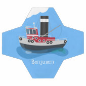 かわいい魚釣りトローラーボート漫画イラストレーション サッカーボール (フラット)