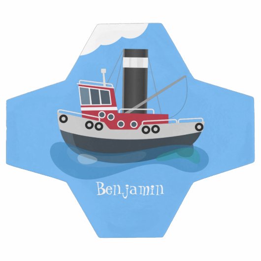 かわいい魚釣りトローラーボート漫画イラストレーション サッカーボール (フラット)