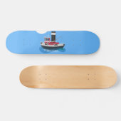 かわいい魚釣りトローラーボート漫画イラストレーション スケートボード (横)