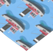 かわいい魚釣りトローラーボート漫画イラストレーション テーブルクロス (アングル)