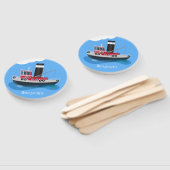 かわいい魚釣りトローラーボート漫画イラストレーション ハンドファン (組立なし)