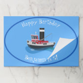 かわいい魚釣りトローラーボート漫画イラストレーション ペーパーパッド (折り畳み)