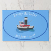 かわいい魚釣りトローラーボート漫画イラストレーション ペーパーパッド (正面)