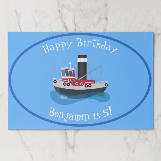 かわいい魚釣りトローラーボート漫画イラストレーション ペーパーパッド (正面)