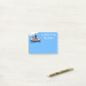 かわいい魚釣りトローラーボート漫画イラストレーション ポストイット (デスク上)