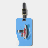 かわいい魚釣りトローラーボート漫画イラストレーション ラゲッジタグ (正面縦)