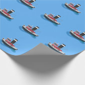 かわいい魚釣りトローラーボート漫画イラストレーション ラッピングペーパー (角)