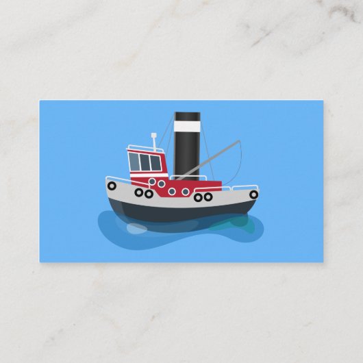 かわいい魚釣りトローラーボート漫画イラストレーション 名刺 (裏面)