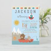 かわいい魚釣りバースデーパーティ招待状 招待状 (スタンド正面)