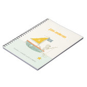 かわいい魚釣りベアースターセイボートキッズモノグラム ノートブック (左側)