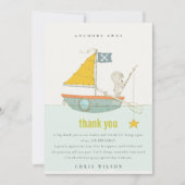 かわいい魚釣りベアースターセイボートany age誕生日 サンキューカード (正面)