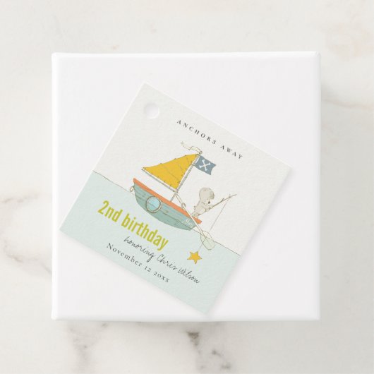 かわいい魚釣りベアースターセイボートany age誕生日 フェイバータグ (インサイチュ)