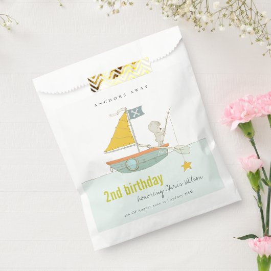 かわいい魚釣りベアースターセイボートany age誕生日 フェイバーバッグ (封をした状態)