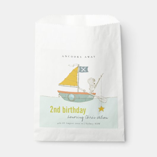 かわいい魚釣りベアースターセイボートany age誕生日 フェイバーバッグ (正面)