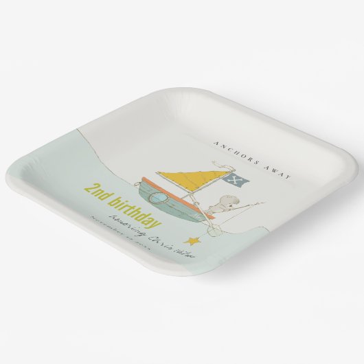 かわいい魚釣りベアースターセイボートany age誕生日 ペーパープレート (傾斜あり)