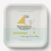 かわいい魚釣りベアースターセイボートany age誕生日 ペーパープレート (正面)