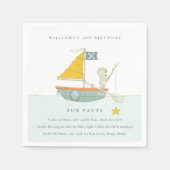 かわいい魚釣りベアースターセーリングボートおもしろいファクト誕生日 スタンダードカクテルナプキン (正面)