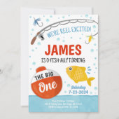 かわいい魚釣り1歳の誕生日パーティの招待状 招待状 (正面)