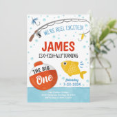 かわいい魚釣り1歳の誕生日パーティの招待状 招待状 (スタンド正面)