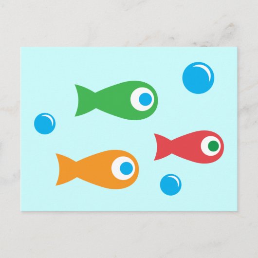 かわいい魚3匹 ポストカード (正面)