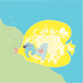 かわいい魚 シール (正面)