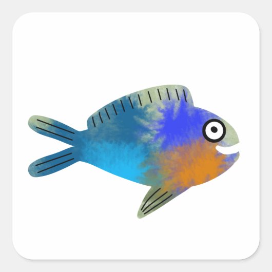 かわいい魚 スクエアシール (正面)