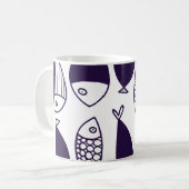 かわいい魚。子供の背景。シームレスなパターン。缶 コーヒーマグカップ (正面左)